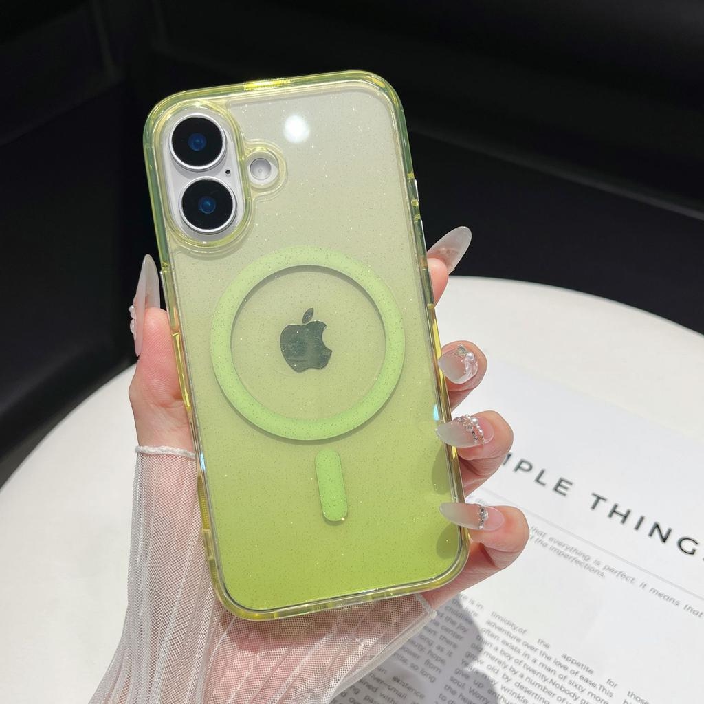 Starry Glitter Powder Magnetic Suction for IPhone 16 Mobile Phone Case Transparent Apple 15 ProMax Full Inclusive Anti Fall Protection Case