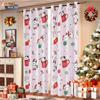 2Pcs Christmas Cartoon Cat Print Blackout Curtains Multiple Size Living Room Bedroom Insulation Decoration, Machine Washable