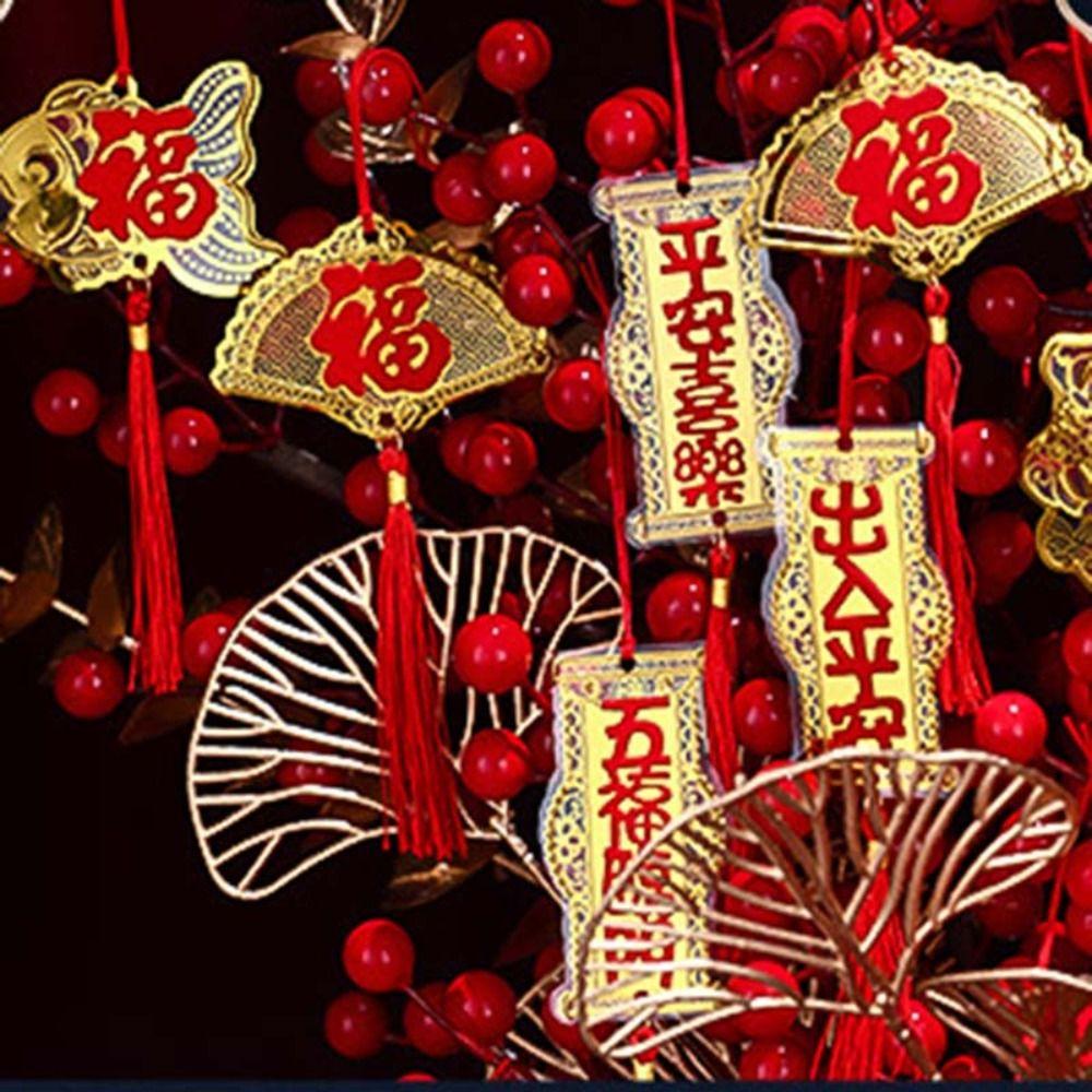 5/6pcs Traditional Spring Festival Bonsai Pendant Gold Potted Plants Hanging Ornaments Garden