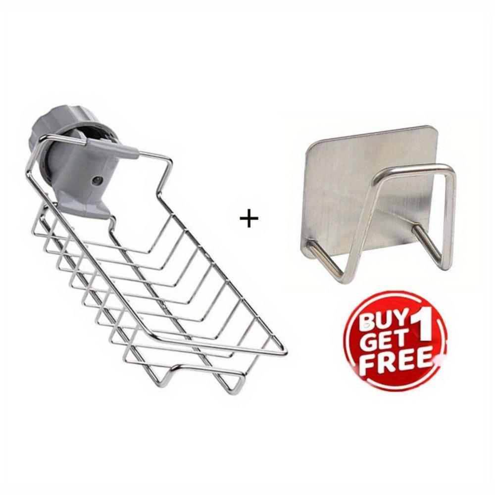 Adjustable Stainless Steel Kitchen Faucet Shelf, No Drilling Required, Space Saving Storage Rack