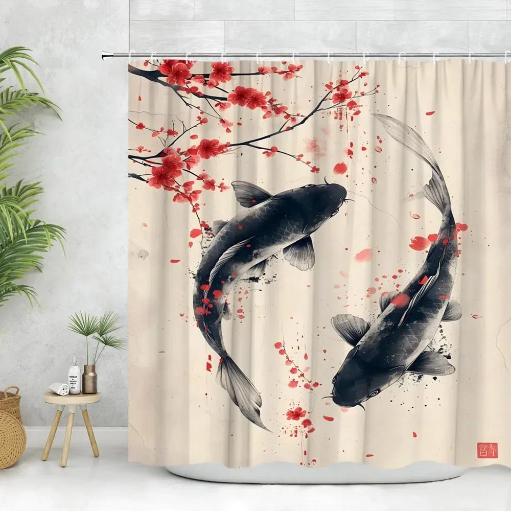 Exquisite Oriental Art Shower Curtain - Geisha, Cherry Blossom & Panda Designs for Unique Bathroom Décor, Waterproof & Easy Care