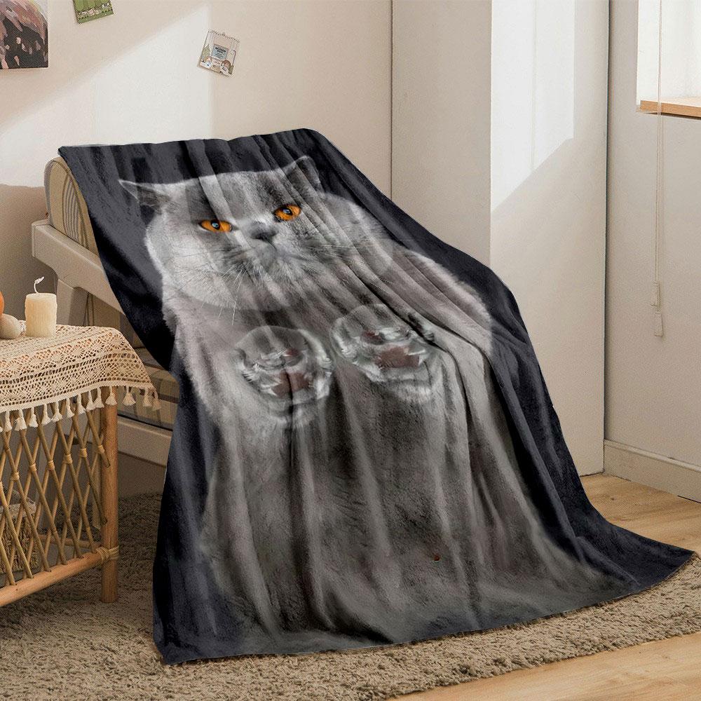 Grumpy Grey Cat Blanket bedroom Blanket for Livingroom Couch lunch break Soft throw for Friend's festival Gift