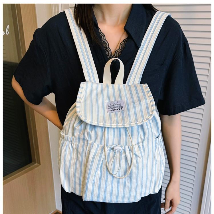Schoolbag1011 autumn high-value striped backpack female college student commuting leisure small schoolbag outdoor small fresh backpack