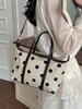 2026 Large Capacity Korean Polka Dot Canvas Tote - Women's Versatile Summer Shoulder Bag