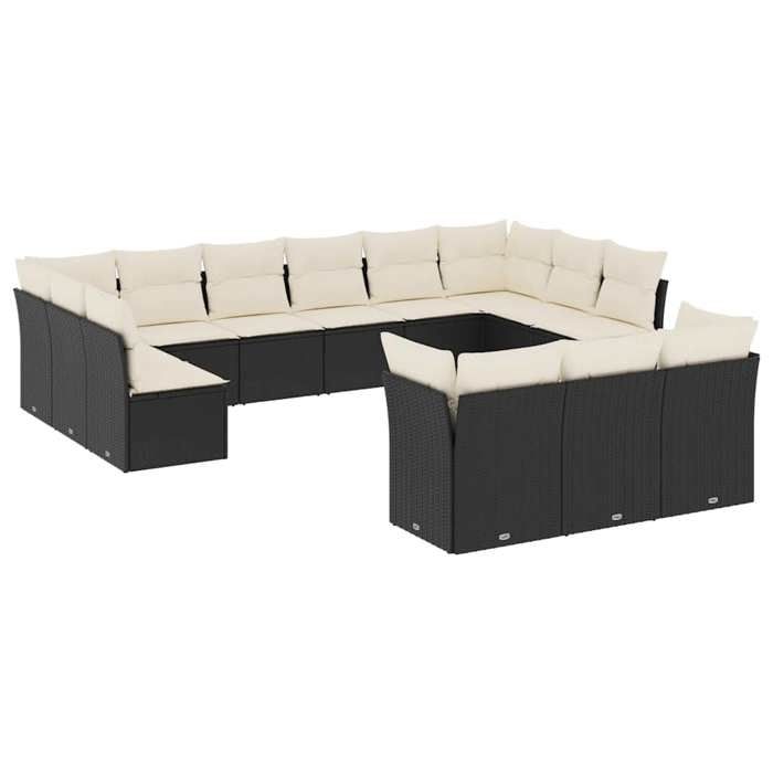 VidaXL Garden Lounge Set with Cushions 13 Pcs Black Wicker 3250285