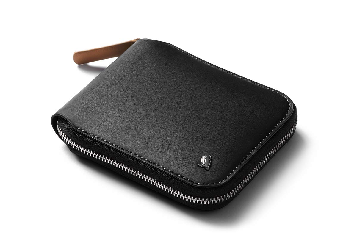 

Bellroy Zip Wallet approximately 8 unfolded and a coin pouch with a magnetic closure for easy Black (Holds cards, bills, access) -