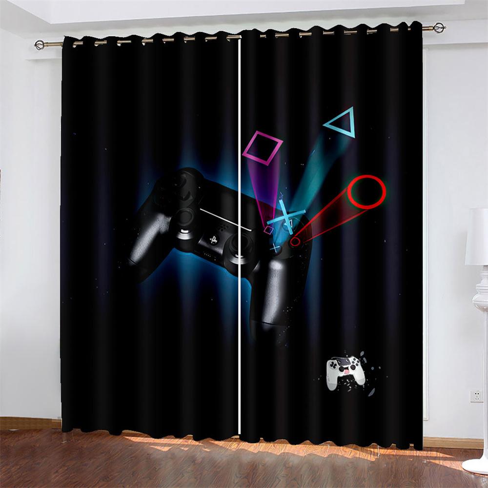 Colorful Game Console  Printed Woven Curtains  Two Independent Curtains on The Left and Right  Blackout Curtains for Bedrooms