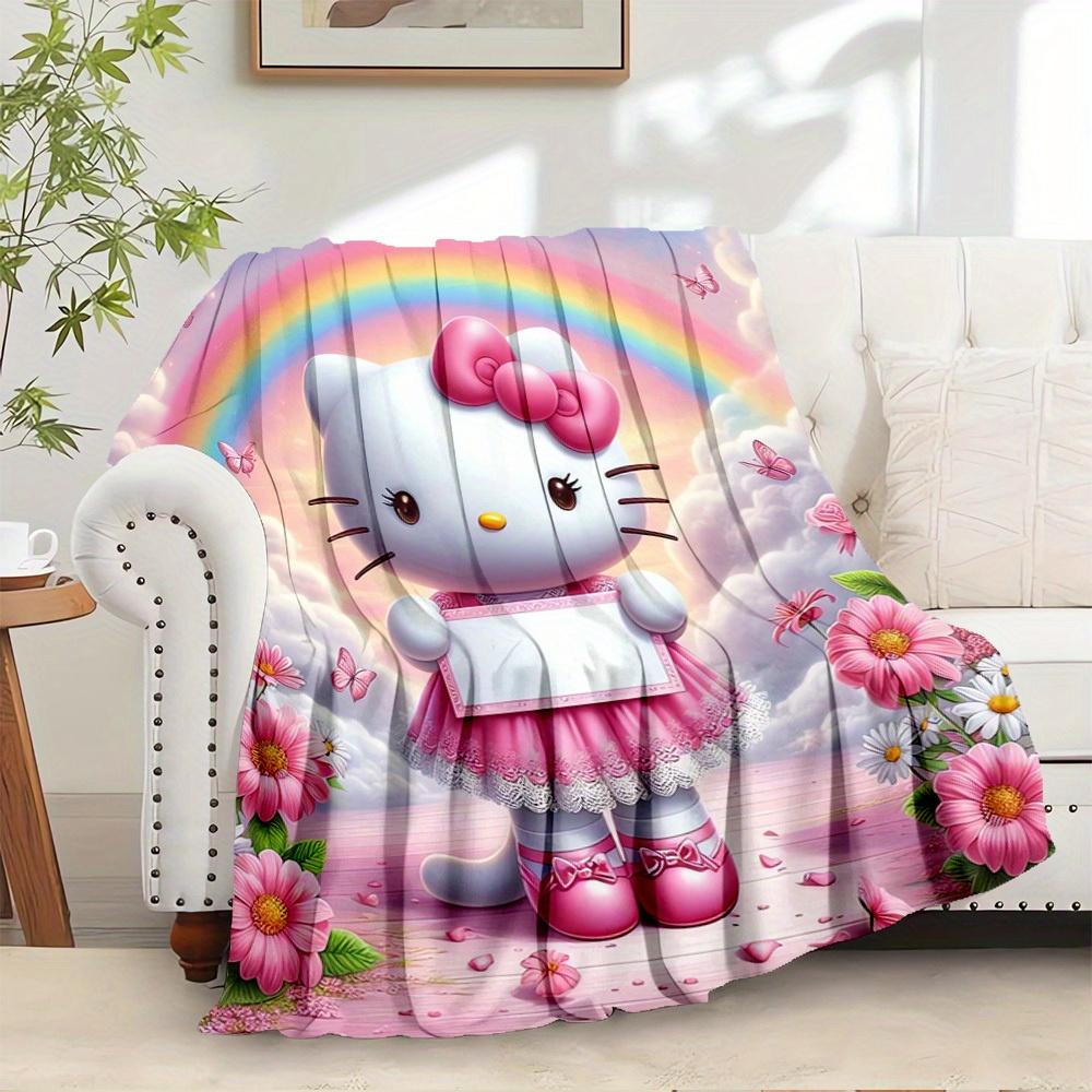 

1pc Hello Kitty Rainbow Garden Blanket - Seasonal Home Decor, Comfortable and Machine Washable, Perfect Gift for All Ages, Available in Mult 130x150cm
