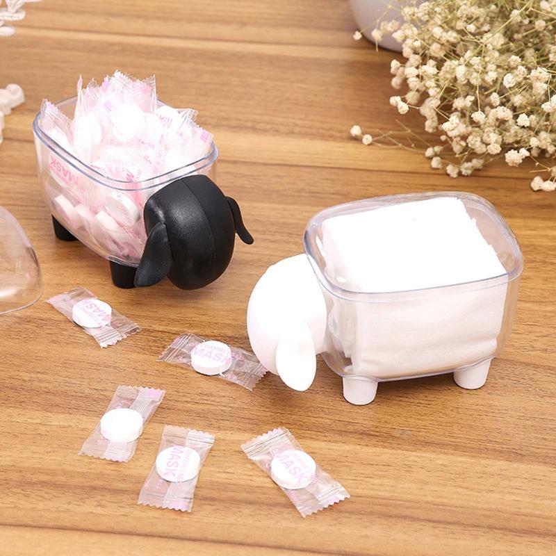 Clear Sheep Qtip Dispenser Desk Organizer for Cosmetic Pads Cotton Swabs Paper Clips Pushpins Hair Ties Dental Flossers
