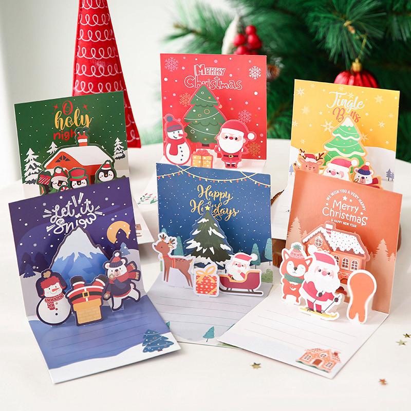 

Рождественские 3D всплывающие открытки Креативный Санта-Клаус Снеговик Лось Приветствие DIY Подарочные аксессуары Поставки