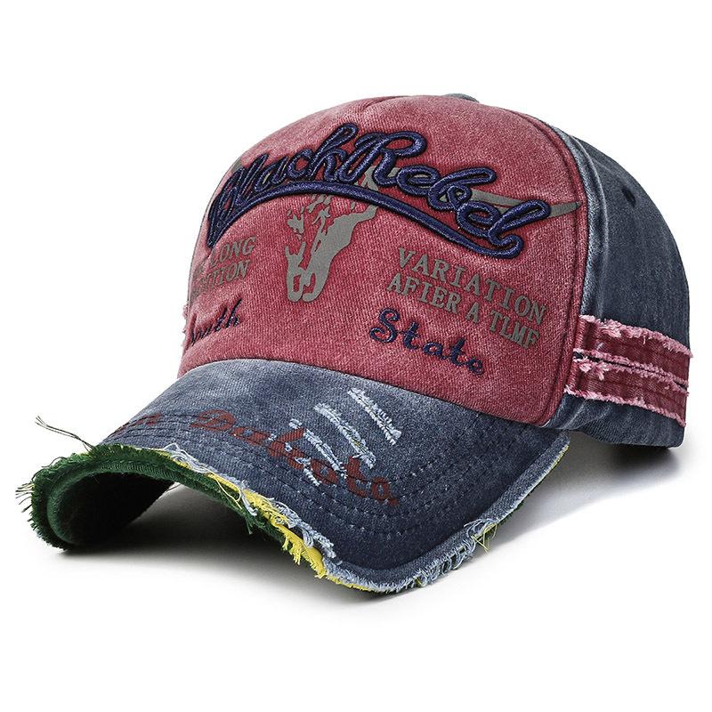 Washed Broken Edge Cotton Hat, Men's and Women's Retro Cap, Curved Brim Hat, Spelling Baseball Cap, Bull's Head Hat.