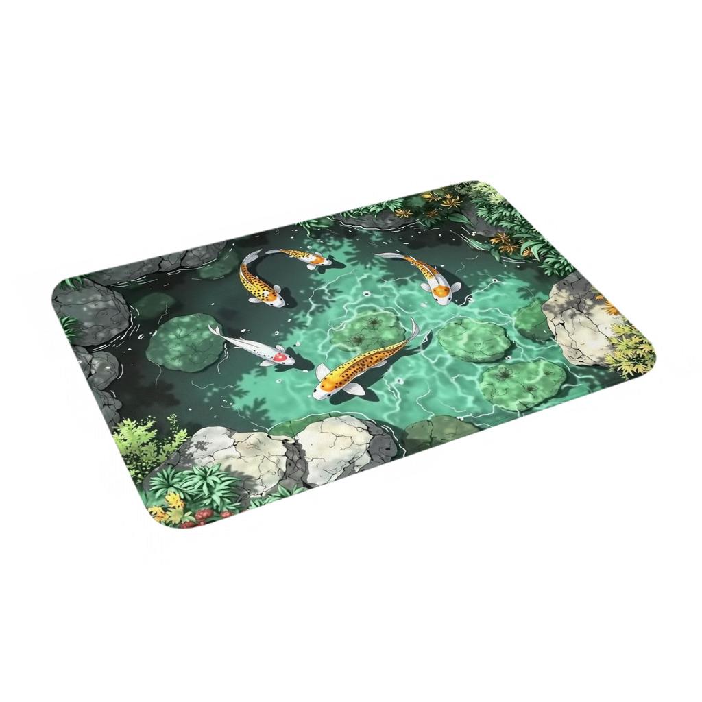Vibrant Koi Fish Doormat Non-Slip Entrance Bathroom Kitchen Door Floor Mats Bedroom Balcony Carpet Rug