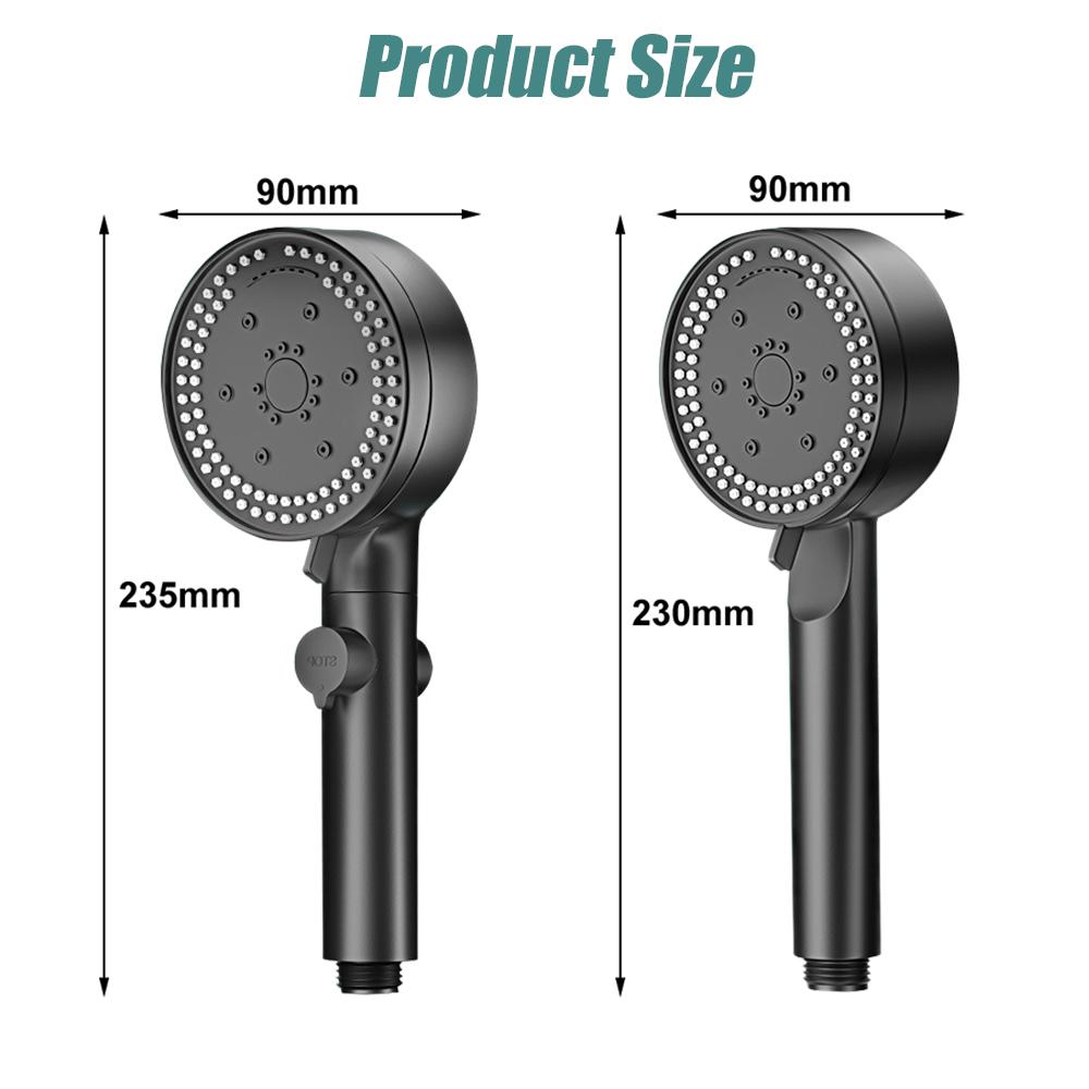 VILOYI 8 Modes Shower Head Adjustable High Pressure Water Saving ShowerHead Portable Handheld Black Bathroom Shower Accessories