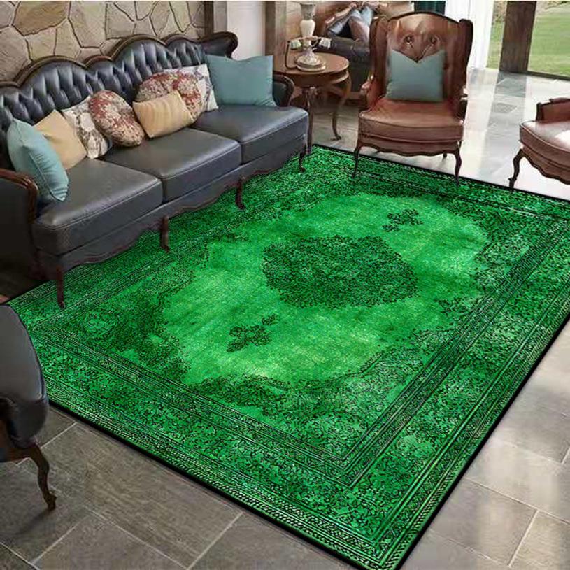 Green Persia Carpet Living Room Decoration Bedroom Non-slip Floor Mat Easy Clean Sofa Area Lounge Rugs Washable Entrance Mats