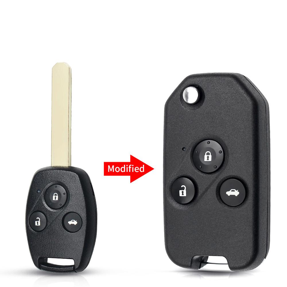 For Honda Fit Accord Civic 2006-2011 2003-2013 CRV 2018 Pilot Modified Flip 2/3/4 Buttons Car Remote Key Shell with/without Rubber Pad