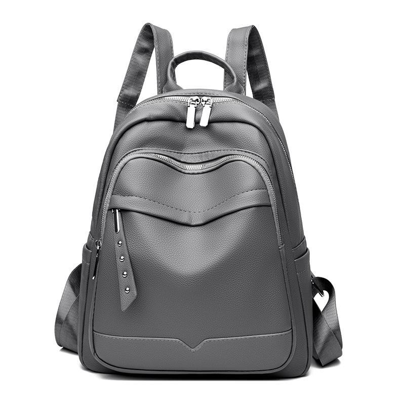 European and American Fashion Women's Bag New Trend PU Leather Women's Backpack Zipper Backpack Autumn and Winter Women's Bag