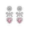 Princess Bow Earrings Sweet Heart Shaped Drop Dangle Light Luxury Elegant Cute Girl Jewelry