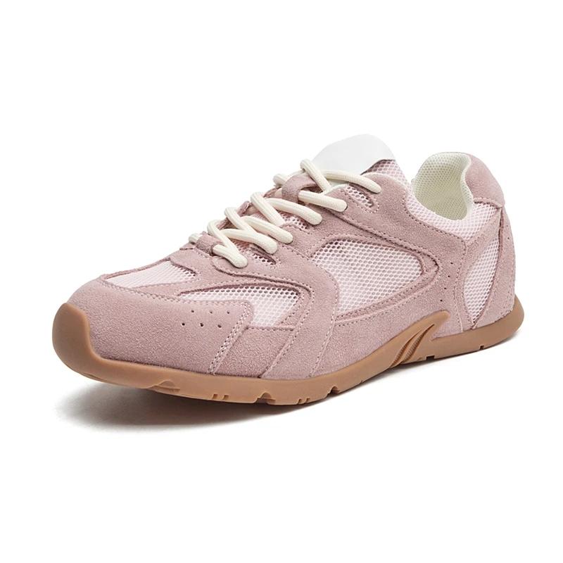 2025 Summer New Ladies' Leather Retro German Trainer Sneakers - Lace-Up Casual Flats for Streetwear & Daily Wear