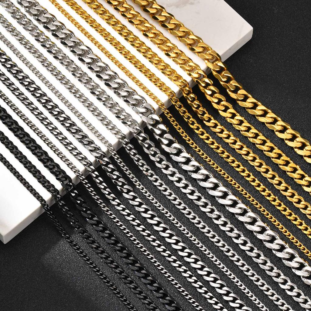 3/5/7mm Stainless Steel Cuban Link Chain Stainless Steel Necklace, Punk Hip-hop Choker for Men, Fashion Jewelry Accessories