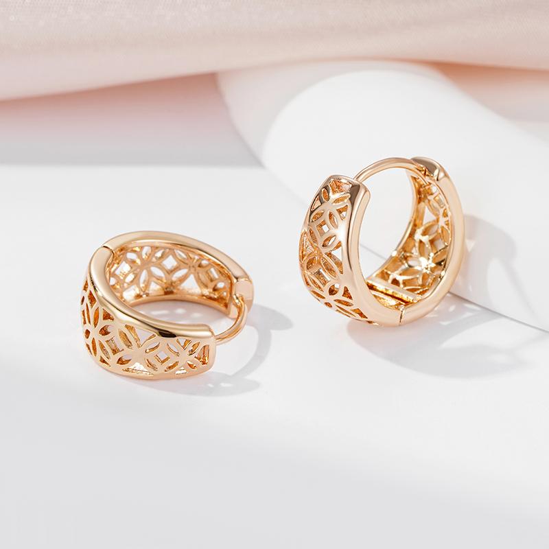 Kinel Vintage Hollow Dangle Earrings For Women Gold Color Glossy Jewelry