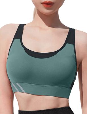 Kusumi Sports High Αθλητικά Ρούχα Γιόγκα Σταυρωτό με Κομψό Μέγεθος Γυναικείο Σουτιέν, Στήριξη, Αντιολισθητικό, Μπλούζα, Πλάτη, Διχτυωτό, Κύπελλα, (Πράσινο, M)