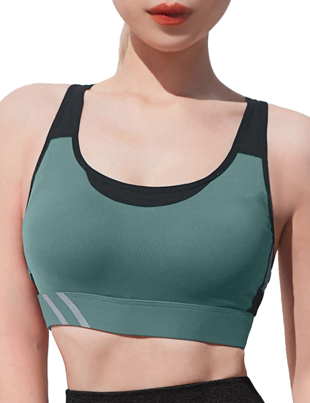 

Kusumi Sports High Одежда для йоги Кросс со стильным размером Женский бюстгальтер, Поддержка, Нескользящий, Топ, Спина, Сетка, Чашки, (Грин, М) зелёный