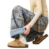 Men Women Winter Warm Fleece Lined Plaid Casual Pants Elastic Waist Drawstring Straight Leg Wide Trousers