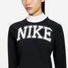 Nike Letter Print Cropped Mock Neck Long Sleeve T-Shirt Women Tops Black DQ6625-010