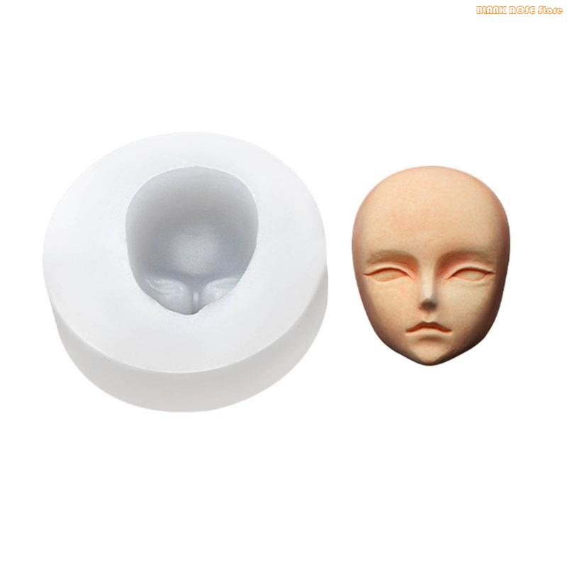 Molde de Rosto para Cabeça de Boneca K1AE, Moldes de Silicone para Cabeça de Bebê, Molde para Bolo Fondant Chá de Bebê, Sabão de Argila, Resina, Chocolate