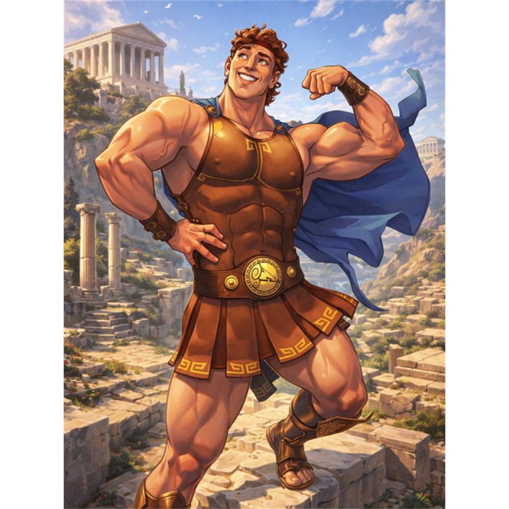

Disney Diamond Painting:Hercules Illustration 5D DIY Full Round Diamond Mosaic Cartoon Embroidery Art Painting for Home Decoration Round 20x30cm