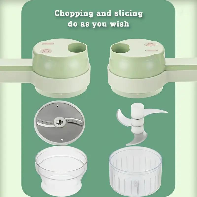 Multi Functional Portable Wireless Vegetable Processing Machine Electric 4-in-1 Vegetable Cutting Machine Set Suitable For Garlic, Chili, Celery, Meat