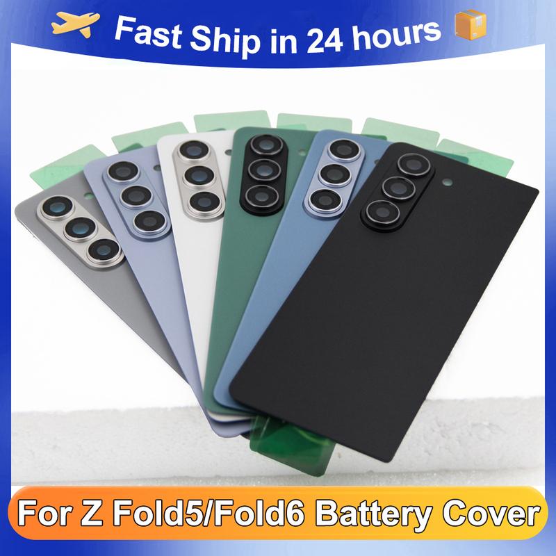 Glass Battery Cover Z Fold5 Fold6 5G Rear Door Housing Panel Camera Lens Parts For Samsung For Z Fold 5 6 Battery Cover