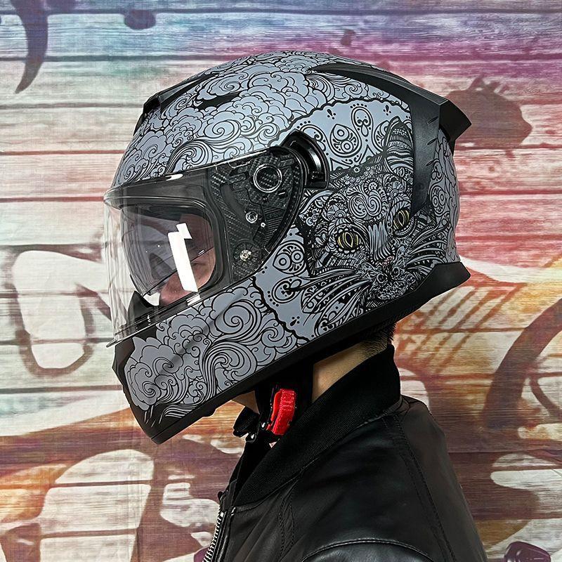 LVS Full Face Motorcycle Helmet Men Women Racing Style Glossy Colorful Design DOT Approved Size S M L XL