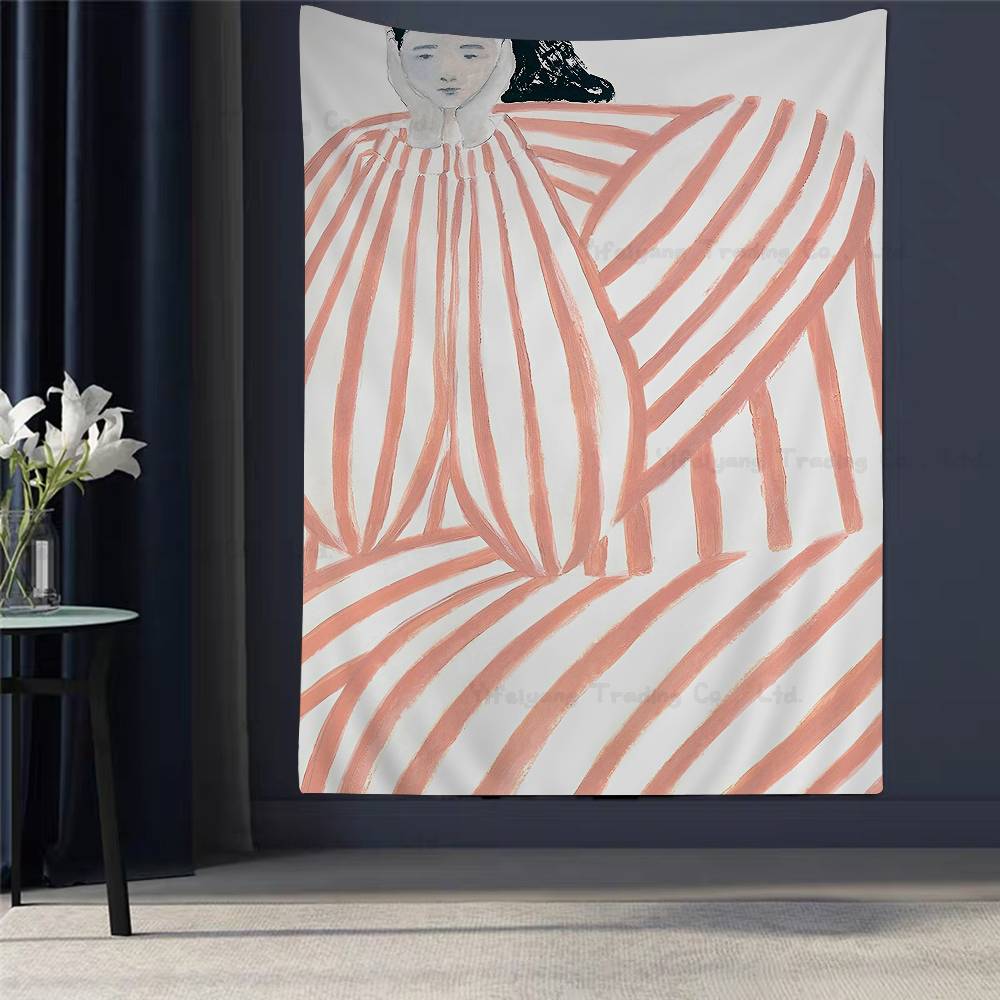 Abstract Figure Lines Stripe Girl Colorful Tapestry Cheap Hippie Wall Hanging Bohemian Tapestries Mandala Wall Hanging Sheets