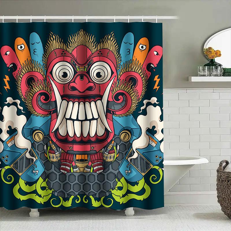 

Tuniu Terracotta Warrior Shower Curtain Funny Chinese Demon Wall Decor Art Bathroom Decor Unique Design W60H190(CM)-1 Pcs