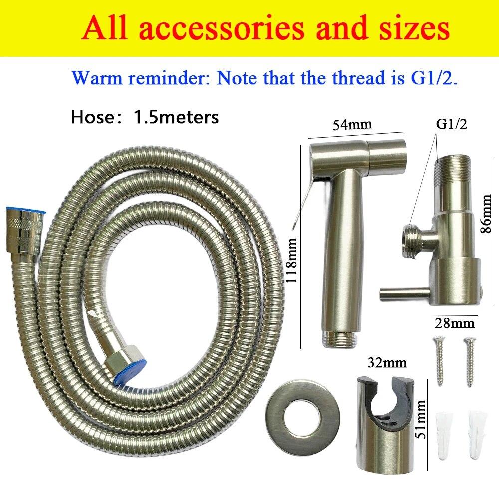 4pc/Set Portable Bidet Toilet Sprayer Bidet Shower Faucet Stainless Steel Woman Cleaning Head Anal Tap Wash Bathroom Accessories