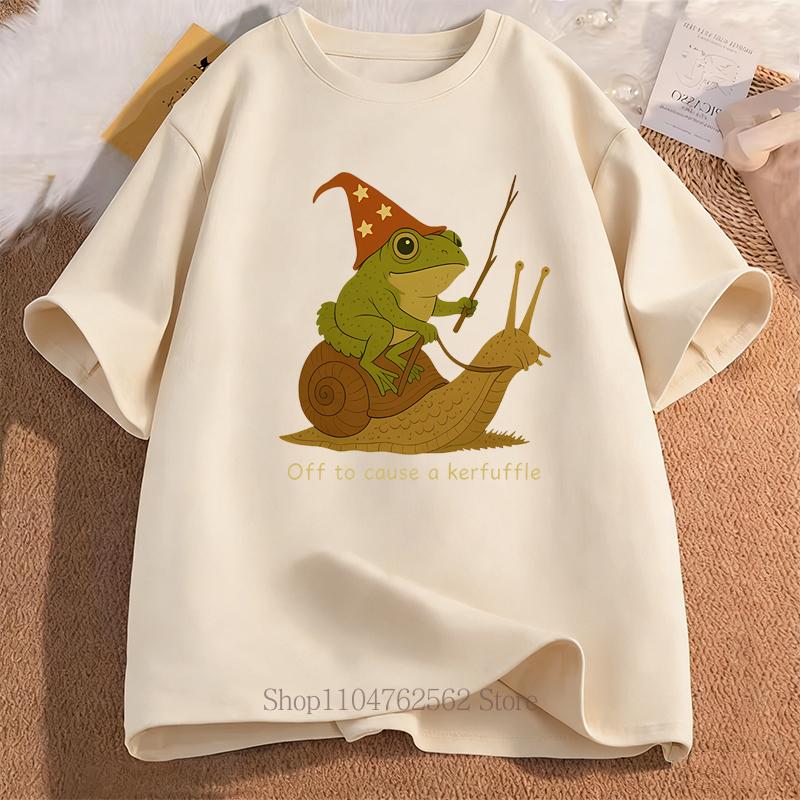 Magic Frog Cartoon Print Tshirts Unisex Women Clothing Summer Vintage Casual Fashion Oversized ONeck Short Sleeve Tops Tshirts