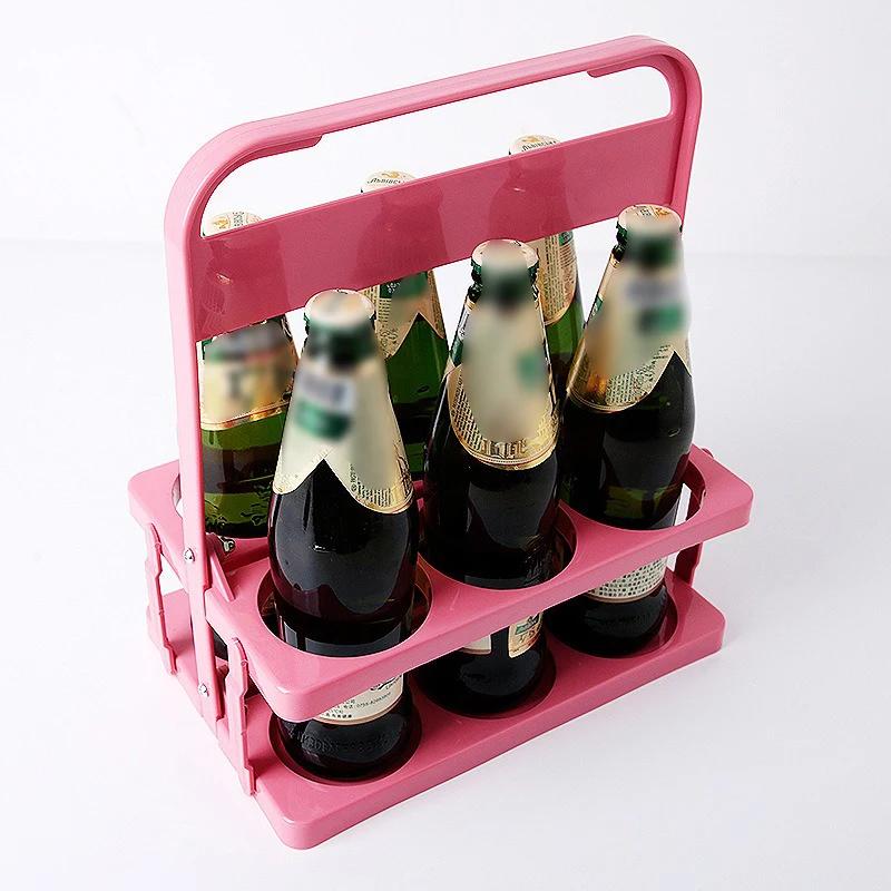 Portable Foldable Plastic Beer Rack Durable Cup Organizer Wine Rack Beer Bottle Holder Beverage Basket Reusable Cocktail Rack