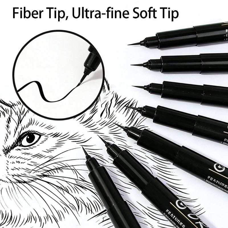 Fine Tip Brush Liner Pen with Extra-Fine Soft Tip for Sketch Practice, Illustration Work, and Daily Art Study Use