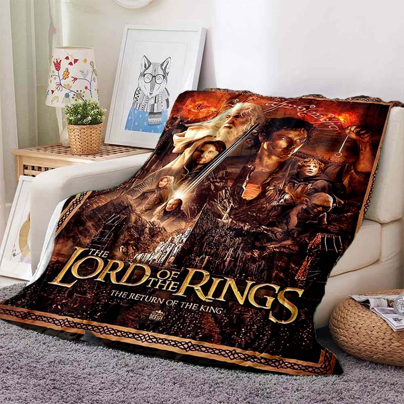 L-Lord of the Rings Movie Print Flannel Blanket Soft Warm Throw For Sofa Bedroom Home Decor Fantasy Film Fan Birthday Present