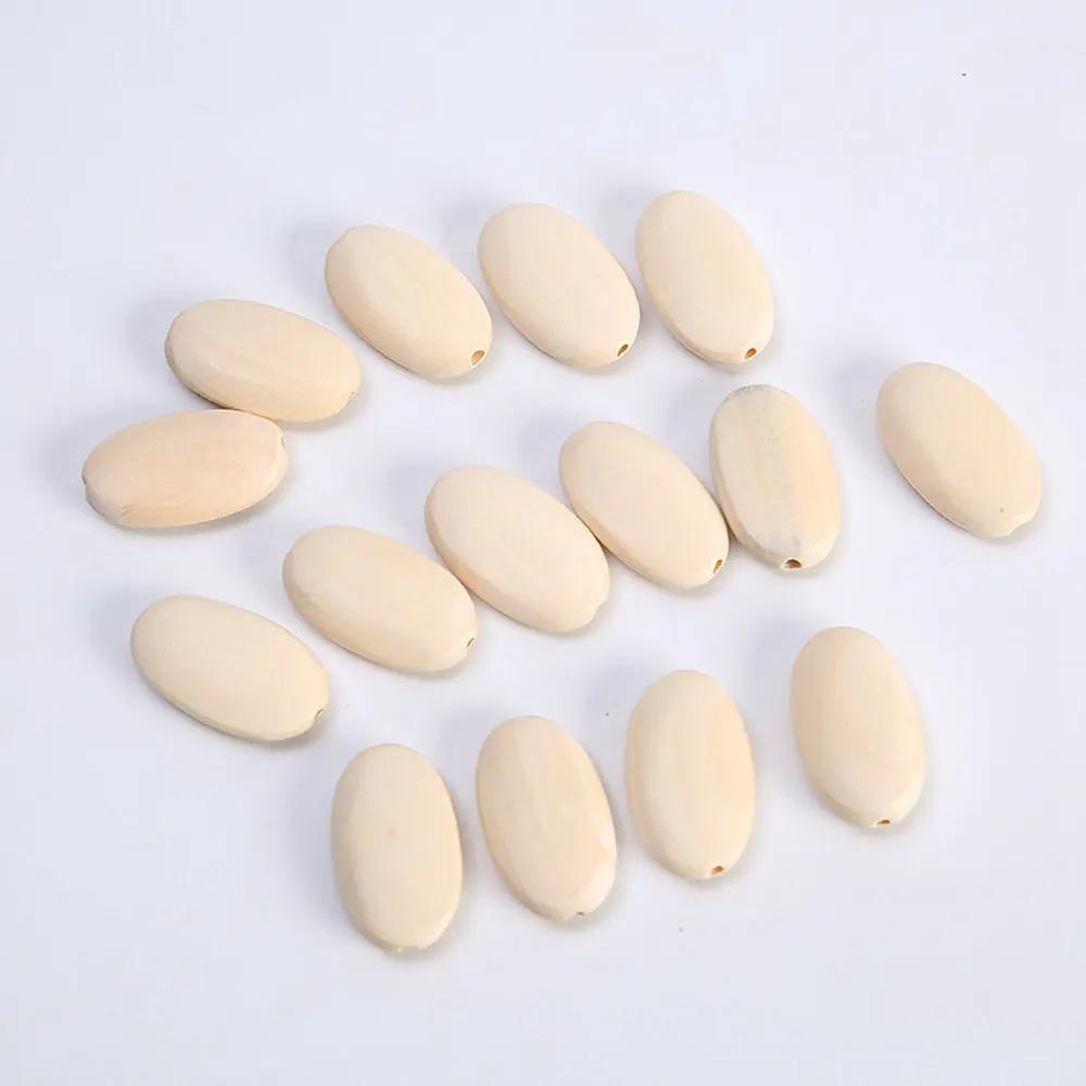 20pcs 33x20mm Big Flat Oval Shape Natural Wood Loose Handcraft Beads for DIY Crafts Woodcraft Jewelry Making Accessories