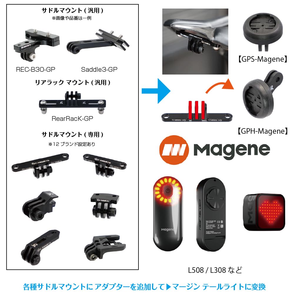 Safety Light Adapter for GoPro Interface To Magene Radar Tail Light Converts GoPro Mounts and Adapters To the Magene L508 Radar Tail Light Light [REC