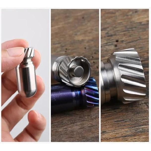EDC TA2 Pure Titanium Waterproof Tank Pill Box, EDC Survival Seal Container, Necklace Keychain