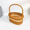 Oval Woven Handheld Picnic Basket Fruit Picking Floral Arrangement Small Storage Organizer