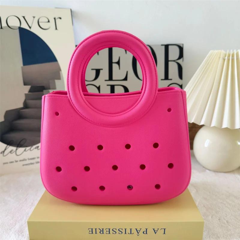 Women Summer Beach Bag Summer EVA DIY Waterproof Beach Basket Picnic Outdoor Travel Tote Handbag For Swimming Vacation Shopping