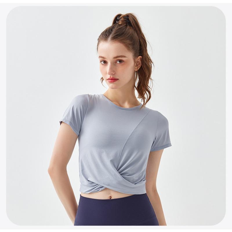 Damen Sommer Einfarbig Crossover Yoga Wear Übung Top