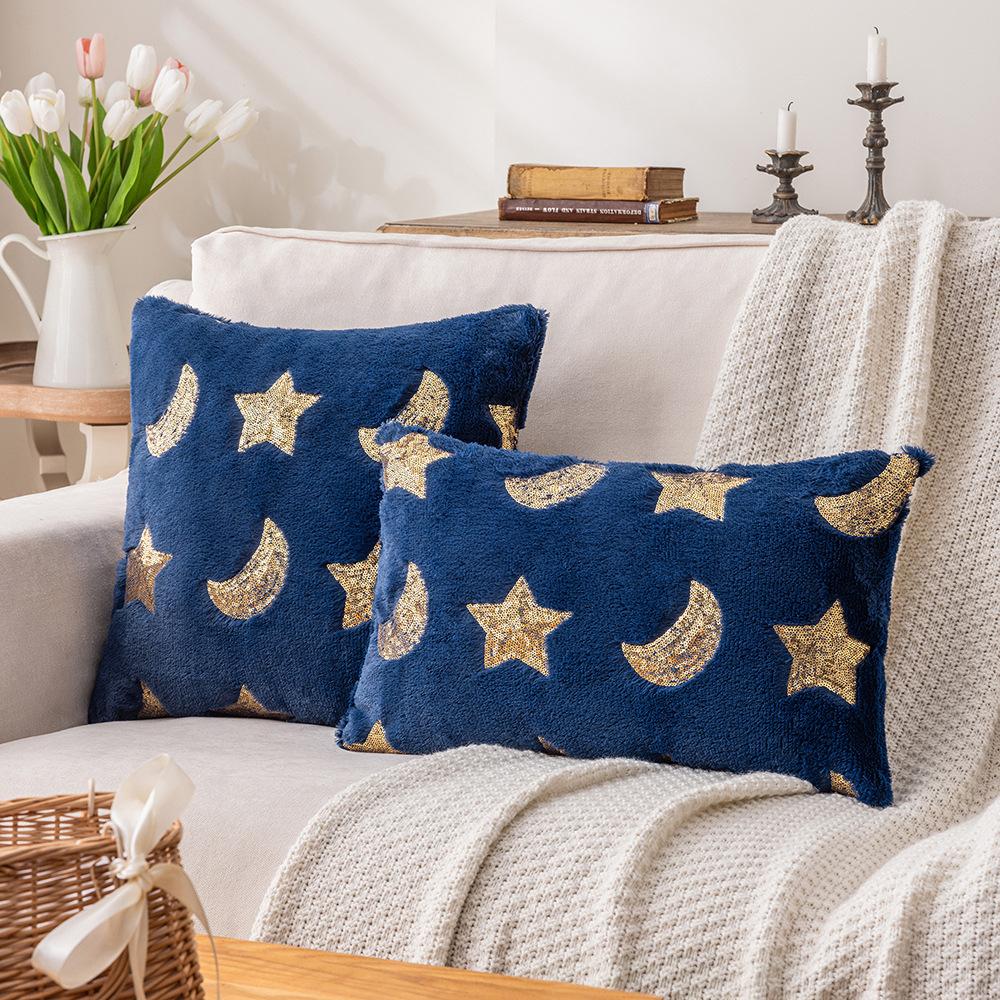 

Звезда Плюшевая Наволочка В Стиле Инс Мягкий Плюш Гостиная Диван Подушка Подушка для Поясницы Украшение Лунного Фестиваля 45 * 45Cm without core