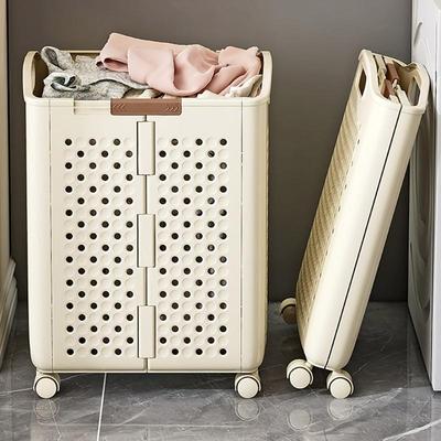 Multiple Sized Laundry Basket With Brakes On Sturdy PP Materials Portable for Space Saving and Easy Transport