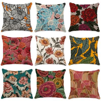 Federa Cuscino Bohemien Stile Pianta Fiore Vintage Stampa Digitale Monolaterale Cuscino per Auto Divano Suite Camera da Letto Decorazione Comodino
