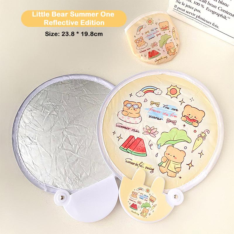 Reflective Version of The Panda Round Fan High Value Ins Round Fan Cute Cartoon Folding Lightweight Suitable for Taking Photos